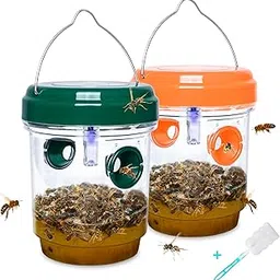 2 Pack Solar Wasp Traps Outdoor Hanging Yellow Jacket Traps Carpenter Bee Repellent for Outside Hornet Killer, Bee Catcher, Insects Flies-picture-20