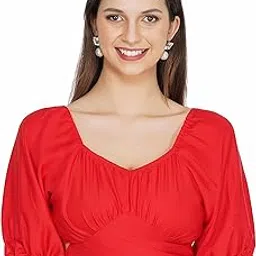 urbanlily Women's Shimmer Modal Satin Long Sleeve Tie Back Solid Crop Top Blouse-picture-32