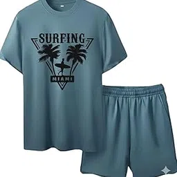 shantvan gallery Men’s Co Ord Set | Stylish Surfing Miami Printed Co Ord Set for Men | Comfortable Summer Outfit for Beach, Vacation, Gym & Travel | Trendy Two Piece Night & Lounge Wear-picture-42