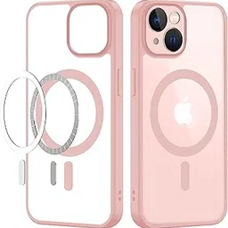 CEDO Magfit Cover for iPhone 13/14 | Mag-Safe Wireless Charging | Designed with Magnetic Lock Shockproof Phone Bumper Transparent Back Case Cover (Pink)-picture-15