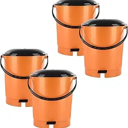 Kuber Industries Pack of 4 Plastic Dustbin for Home with Pedal, Lid & Handle | 10 Ltr Dustbin for Kitchen, Bathroom & Office | Garbage Bin for Wet or Dry Waste | Check Dhakkan- Orange-picture-27