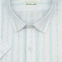 ghpc Cotton Linen Striped Half Sleeves Regular Fit Formal Shirt for Men-picture-38