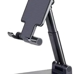 K4X-Premium Smart Foldable Tabletop Mobile Stand for Table and Bed, Height Adjustable Universal Phone Holder for All Smartphones Tablet (Black)-picture-53
