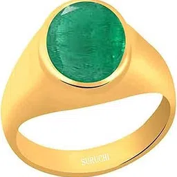 suruchi gems & jewels Emerald/Panna 8.25 Ratti or 7.5 Carat Astrological Gemstone Panchdhatu 22K Gold Plated Ring for Men & Women-picture-11