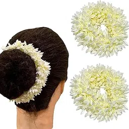 sparklady Hair Mogra Scented Rubber Band Gajra Hair Accessories for Women Girls - 35 GM, White - Pack 2 (White - Pack Of 2)-picture-52