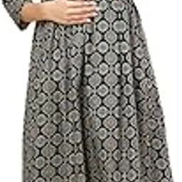 momtobe Women's Fit And Flare Below The Knee Rayon Maternity Dress/Pregnancy Dress/Easy Breastfeeding Dress/Western Dress with Zippers for Nursing Pre & Post Pregnancy ()-picture-16