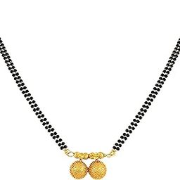 meenaz jewellery's Traditional Temple Forming One Gram Gold Long Maharashtrian Wati Mangal sutra Set Tanmaniya Black Vati Mangalsutra For Women double chain golden 30 inch - MS-M950-picture-12