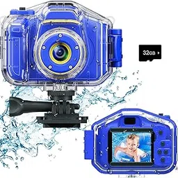 Kids Waterproof Camera for 3-12 Year Old Boys Christmas Birthday Gifts Toys Children Mini Underwater Digital Action Camcorder, 2 Inch IPS Screen with 32GB Card (Dark Blue)-picture-27