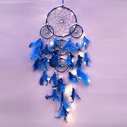 Good Aura Store Handmade Dream Catchers with Light Wall Hangings for Home Decor Kids Room Bedroom Livingroom Balcony Feathers Dreamcatcher Wall Decorative Products(Pack of 1, 15LX65Hcm, Blue)-image-8