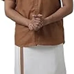 viveagham Men Matching Border Dhoti & Half Sleeve Shirt Sets image 1