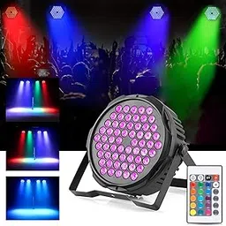 Gesto RGB Stage Par Light -DJ Light with Remote Control | UV 6in1 Color Changing Party Disco Lights for Home Party,Birthday Party,Disco Show,Diwali Lights,Events | DMX Feature Sync with Music(60 Led)-image-3
