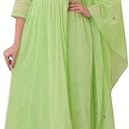 aimers craft Women's Cotton Embroidered Anarkali Kurti with Pant and Dupatta Set-picture-17