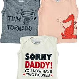 Piku Store Sleeveless Hosiery t-Shirts Combo for Baby Boy & Baby Girl-picture-38