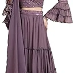 royalica Rushifab Rayon Embroidered Photography Printed Stitched Kurta Skirt Set with Gota Patti Dupatta (X-Large-picture-15