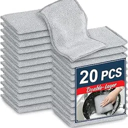 Lipix 20 Pack Multifunctional Non-Scratch Wire Dishcloth - Double Layer Silver Wire Mesh Knit Cleaning Cloth Wire Dishwashing Rags Wire Cleaning Cloth Wire Dish Towels for Kitchen, Sinks, Pots, Pans-image-87