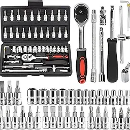VERAT Chrome Vanadium Steel 46 In 1 Pcs Tool Kit & Hand Tool Kit Wrench Set Multi Purpose Combination Tool Case Precision Socket Set-picture-16