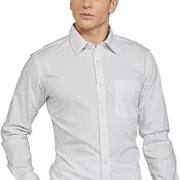 raymond Men's Pure Cotton Print Pattern Slim Fit Semi Cutaway Collar Full Sleeve Formal Shirt-picture-20