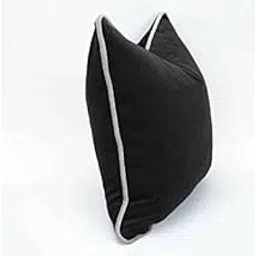 Soft Velvet Fabric Cushion Pillow Cases Pack of 2 Covers with Piping Border for Sofa, Couch, Bed (16x16, Black)-picture-13