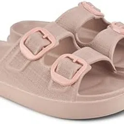 deflow Women's Double Buckle Slide Sandals – Soft EVA Slip-On Slippers with Arch Support and Anti-Skid Sole for Indoor & Outdoor Use-picture-45