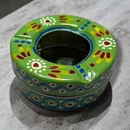 iHandikart, Handpainted Ash Tray, Size - 4 * 2 Inch, Perfect Used For - Home & Table Use, Vehicles Use Multicolour (Green)-picture-16