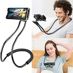 Flexible 360° Degree Rotation Hanging Neck Lazy Mobile Phone Tabletop Tablet Holder for 4-6 inches for Flexible Duel Clip, Android and iOS Phones (Colour May Vary)-picture-21