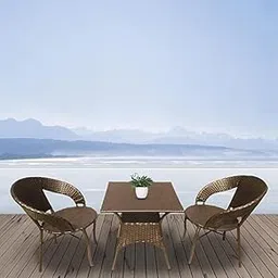 Alisha Craft Patio Chair Sets Garden Wicker Furniture Set for Outdoor Patio and Balcony, Powder Coated Frame, UV Protected Wicker [2 Chair, 1 Table]-picture-13