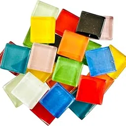 CRAFT BASKET® Assorted Colours Glass Mosaic Tiles (20 Variations) (All Packs: 100 g,200 g,400 g,1 kg), DIY Mosaic Art, Decoration, Crystal Glass Mosaic Tiles (Glossy Square 15 x 15 mm, 200 g)-picture-25