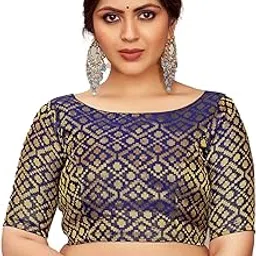 vardha Women's Readymade Silk Patola Saree Blouse with Elbow Sleeve and Traditional Look | Blouse for Women-picture-45