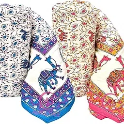 AUROSTYLE 400 TC Pure Cotton Jaipuri Light Weight Traditional Rajasthani Print Single Bed Quilt/Razai/Rajai (Design 12, Single Bed - Set of 2 Combo Set)-image-68