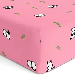 Cotton Baby Crib Fitted Bed Sheets for Cot | Organic Twill Fabric Baby Bedding for New Born, Infants, Toddlers | 52"x28" Pack of 1 | The White Cradle - Pink Panda-picture-10