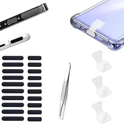 Type C Charging Port Adhesive Dust Protection Caps Dust Plugs Transparent (3Pc) with Dustproof Net Stickers for Speaker Mesh Combo (10S+10L), Free Forceps, Compatible with Mobile, Tablet (Combo)-picture-26