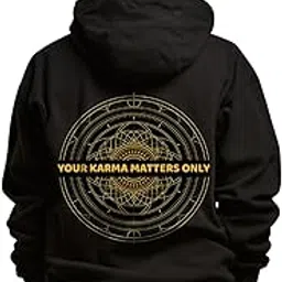 prabhu bhakti Prabhubhakti Solid Black Karma Matters Printed Pullover Full Sleeve Hoodies Full for Men-picture-45