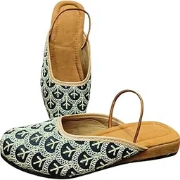 handi kalah Women’s Black Ethnic Jutti with Embroidered Design | Comfortable Flat Traditional Footwear for Casual-picture-11