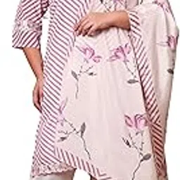 yash gallery Women’s Printed Kurta Set with Dupatta | Pink Diagonal Stripes|Chinon Kurta with Lace V-Neck & 3/4 Sleeves, Viscose Straight Pants, Lightweight Printed Dupatta-picture-12