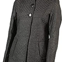 dlanxa Women Winter Wear Single Breasted Coat BlackGrey M-picture-15