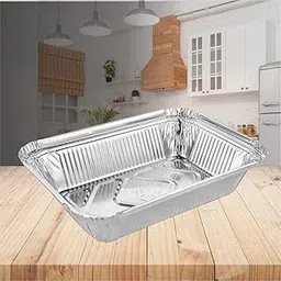 Foil Plus Aluminium Silver Foil Container 750 ml, Food Storage Disposable Containers For Parcel Packaging with Lid for Kitchen 50 pcs-picture-35