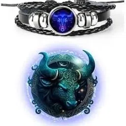 Swissbell :-Taurus ((वृषभ राशि)) : - Bracelet Black, imported Leather Bracelet Adjustable with wrist, Zodiac Bracelets For Unisex Adult-picture-28