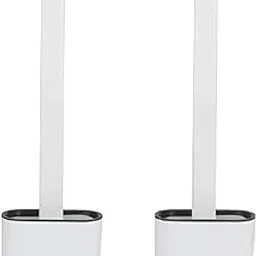 Pihuza Silicone Toilet Brush with Hard Plastic Holder – Slim Flex Brush Set with Anti-Drip Design, Non-Slip Long Handle & Soft Silicone Bristles for Bathroom Cleaning (Pack of 2)-picture-10