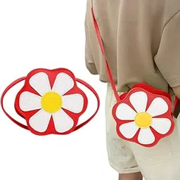 Bembika Kids Sling Bag - Trendy Crossbody Sling Backpack for Kids, Cute PU Material Mini Sling Bag for Children, Colorful Shoulder Bag for Girls, Stylish Small Sling Bag for Baby Girls-(Red Flower)-picture-10
