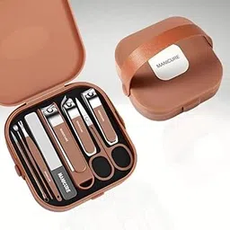 8-in-1 Professional Manicure Pedicure Kit, Portable Nail Care Set with Travel Case (Brown) – Includes Clippers, Filer, Scissors, Ear Pick, and Cuticle Tools-picture-14