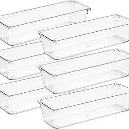Kepzell 6 Pcs Rectangle Desk Drawer storage Organizer Trays for Makeup, Jewelries, Utensils in Bedroom Dresser, Office and Kitchen-picture-29