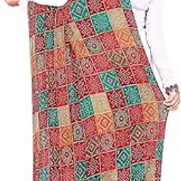 c&g india Women Silk Bandhej Multi Colored Heavy Dupatta Chunni with Geecha Border Stole Scarves Multi (MultiColour-01, Free Size)-picture-14