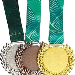 ArtRight Metal Kids Winner Medals with Ribbon Set of 3 (7cm Diameter), Gold Silver and Bronze Medals with Unique Pattern 1st 2nd 3rd Prizes for Sports, Competitions, Party image 1