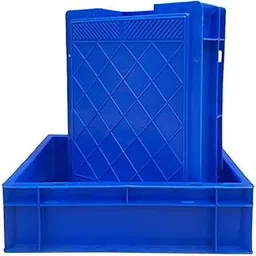 SES QTek Supreme - Create Box Multipurpose Heavy Duty blue Portable Plastic Crate | Organizer Stackable Shelf Basket for Large Storage Bin | Vegetable | Fruit | Fish | Milk - 40x30x12 CM (Pack of 1)-picture-16