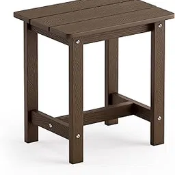 LUE BONA Outdoor Side Table, HDPS Small Outdoor Table, Adirondack Side Table, Outside End Table for Patio, Porch, Deck, Weather Resistant/Easy Maintenance/Indoor or Outdoor Use, Dark Brown-picture-41