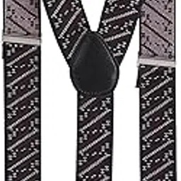 riyasat Men's Geomatric Pattern 3-Clip Suspenders | Stretchable Spandex Fabric 1-Inch Wide Belt and 155 cm Length Suspendor for Shirts | (Black)-picture-44