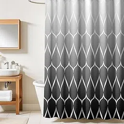 HOMETHREADS Embrace Luxury with Our 6-Feet Long Premium Polyester Shower Curtain with 12 Hooks for a Lavish Bathroom, Machine Washable (180x180cm, Black)-picture-10