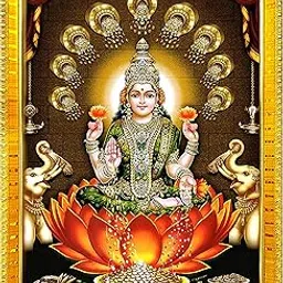 zig zag Goddess Dhana Lakshmi Devi Maa Photo Frame Wall Table Size Medium ( 7x9 inches, Acrylic Glass) Golden-picture-15