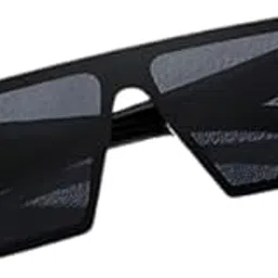 Fashion-Forward Unisex Shield Sunglasses: Oversized Retro Square Flat Top Design with Lightweight Black Frame and 100% UV400 Non-Polarized Lens Protection for Men and Women.-image-62