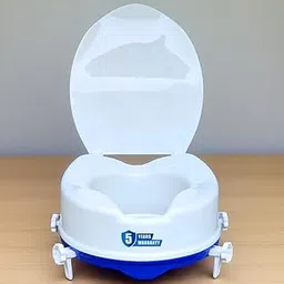 VEAYVA RAISED TOILET SEAT 6 INCH WITH LID | COMMODE ELEVATOR | COMMODE RAISER 6 INCH 4 CLIPS ADDS MORE STABILITY AND SAFETY BLUE BOTTOM (6 INCH WITH LID)-picture-12